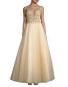 Basix Embellished Illusion Ball Gown