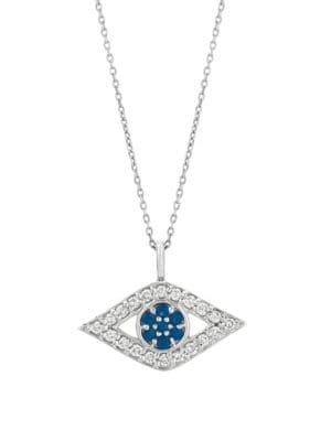 Morris & David 14k White Gold & Diamond Evil Eye Pendant Necklace