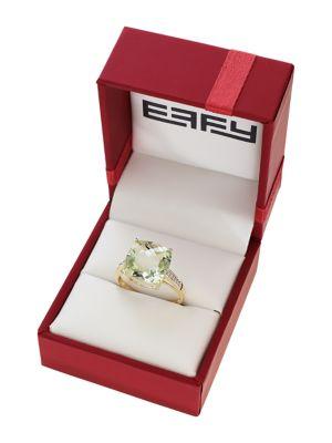 Effy Gallery 14k Yellow Gol,d Green Amethyst & Diamond Ring