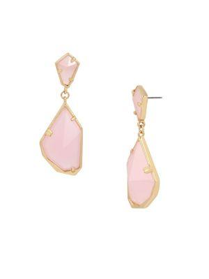H Halston Crystal Faceted Double Drop Earrings