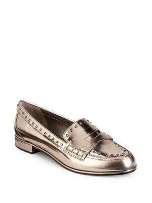 Donna Karan York Metallic Patent Leather Loafers