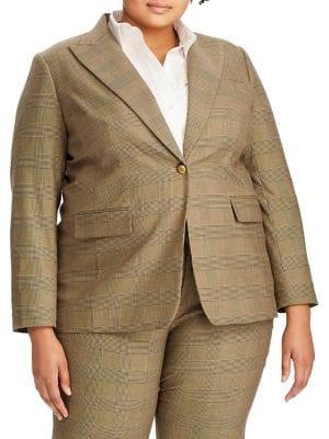 Lauren Ralph Lauren Plus Glen Plaid Blazer