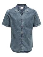 Only And Sons Acid Washed Button Front Shirt