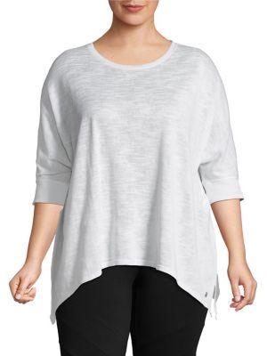 Calvin Klein Performance Plus Hacci Slub Knit Flutter Top