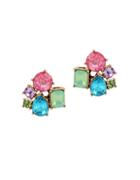 Betsey Johnson Faceted Cluster Button Stud Earrings