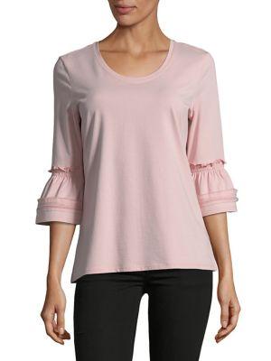 Imnyc Isaac Mizrahi Scoop Neck Peplum Sleeve Knit Top