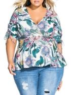 City Chic Plus Zaliki Floral-print Wrap Top