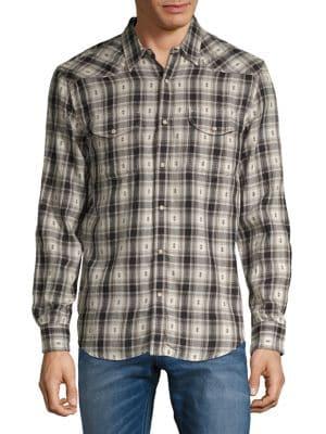 Lucky Brand Dobby Western Plaid Long-sleeve Shirt