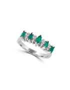 Bh Multi Color Corp. Brasilica Natural Emerald, Diamond And 14k White Gold Ring