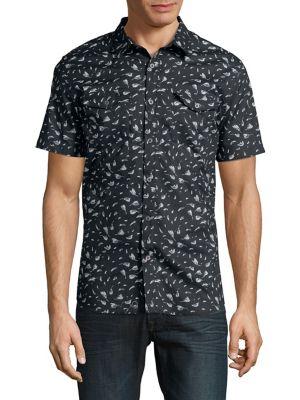 John Varvatos Star U.s.a. Floral-print Cotton Button-down Shirt