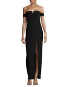 Aidan By Aidan Mattox Slit Off-the-shoulder Sheath Gown