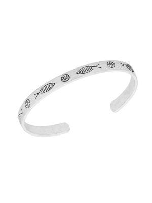 Lucky Brand Land And Sea Fish Etched Cuff Bracelet