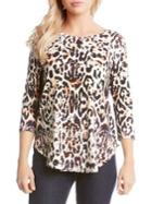 Karen Kane Watercolor Leopard-print Shirttail Top