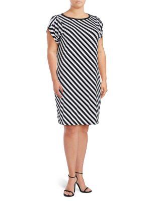 Michael Michael Kors Plus Striped Tulip-sleeve Dress