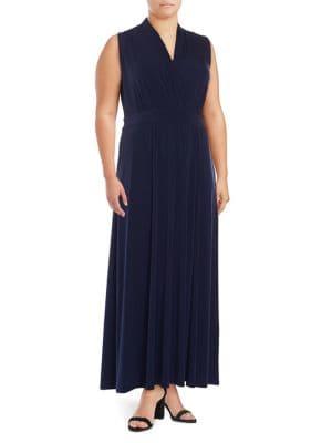 Michael Michael Kors Plus Pleated V-neck Maxi Dress