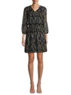 Donna Karan Bubble-sleeve Shirred Blouson Dress
