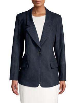 Jones New York Pinstripe Notch Lapel Blazer