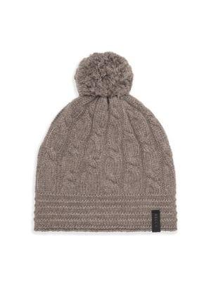 Rella Shelby Cable-knit Pom-pom Beanie