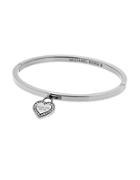 Michael Kors Heritage Logo Heart Charm Bangle Bracelet/silvertone