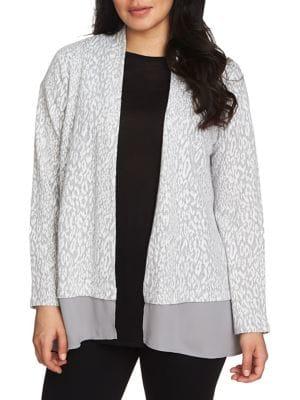 Chaus Graceful Blooms Animal Jacquard Cardigan
