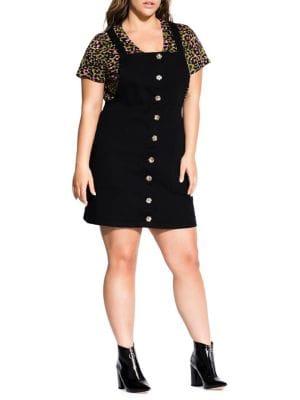 City Chic Plus Denim Button Dress