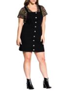 City Chic Plus Denim Button Dress