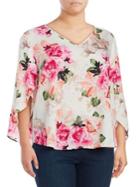 Calvin Klein Plus Floral V-neck Blouse