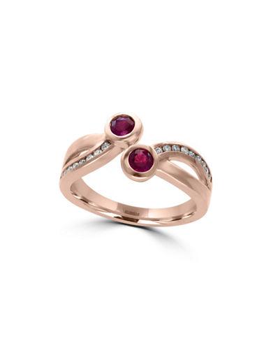 Effy Amore Diamonds, Ruby And 14k Rose Gold Bypass Ring