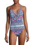 Tommy Bahama One-piece Lace Front Swimsuit
