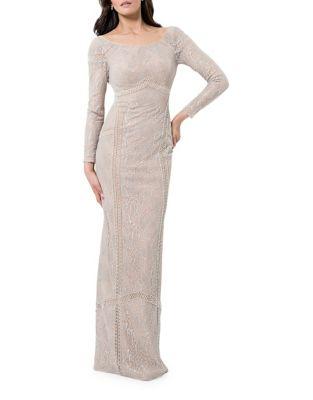 Glamour By Terani Couture Bataeuneck Long Sleeve Lace Dress