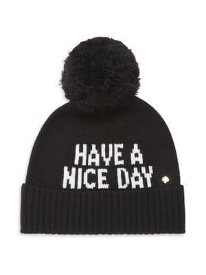Kate Spade New York Have Nice Day Pom Beanie