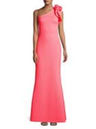 Betsy & Adam One-shoulder Rose Scuba Gown