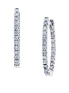 Effy Pave Classica Diamond And 14k White Gold Hoop Earrings
