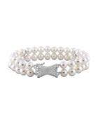 Sonatina Diamond, 14k White Gold And 6.5-7mm Freshwater Cultured Pearl 2-strand Bracelet