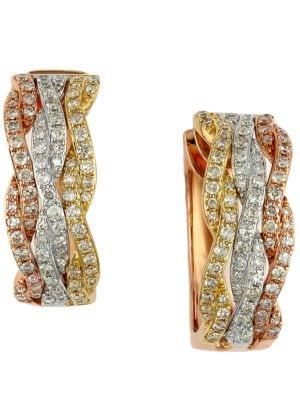Effy 14 Kt Gold And 0.78 Ct T W Diamond Hoop Earrings