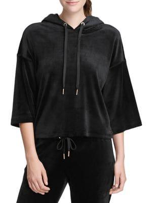 Donna Karan Active Velvet Cropped Hoodie