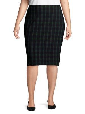 Lord & Taylor Plus Plaid-print Pencil Skirt