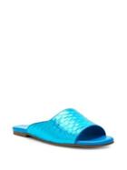 Katy Perry Aqua Metallic Slide Sandals
