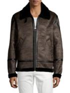 Guess Faux Shearling-trimmed Camouflage Jacket
