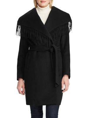 Lauren Ralph Lauren Relaxed-fit Fringe Wool-blend Coat