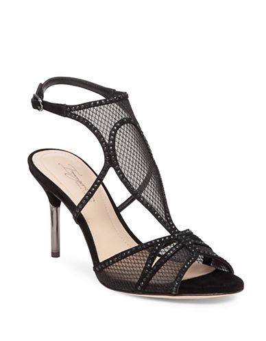Imagine Vince Camuto Pember Metallic Suede And Glitter Net Sandals