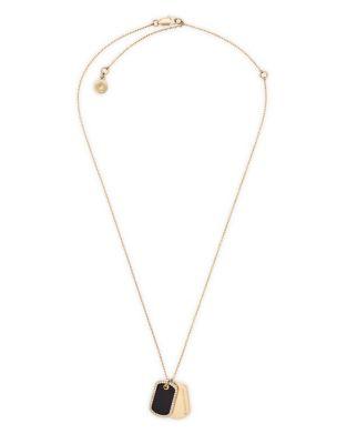 Michael Kors Gifting Black Onyx Dog Tag Necklace