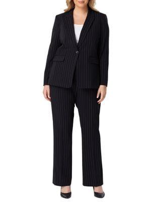 Tahari Arthur S. Levine Plus Pinstriped Pant Suit