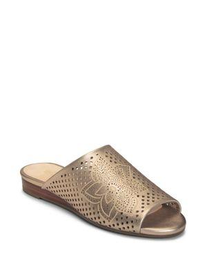 Aerosoles Bitmap Metallic Leather Slides