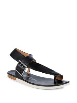 Calvin Klein Rivita Leather Wrap-strap Sandals
