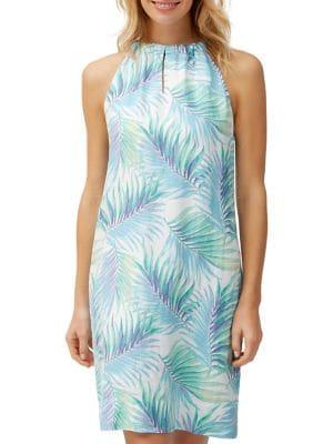 Tommy Bahama Leinani Leaves Linen Halter Dress