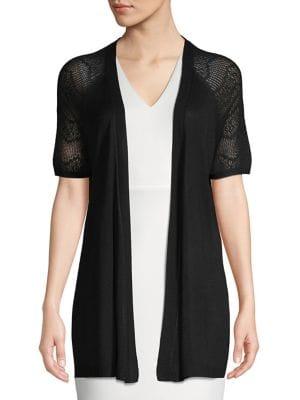 Joan Vass Pointelle Open-front Cardigan