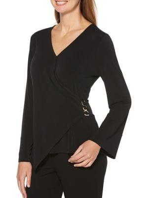 Rafaella Bell-sleeve Faux Wrap Top