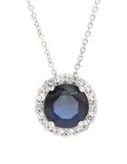 Lord & Taylor Cubic Zirconia And Sterling Silver Circle Pendant Necklace