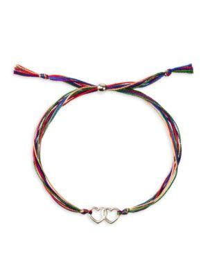 Dogeared Sterling Silver Heart Charm Friendship Linked Bracelet